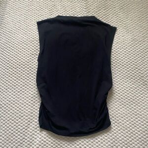 Calvin Klein Ruched Mock Neck Black Top, Size M